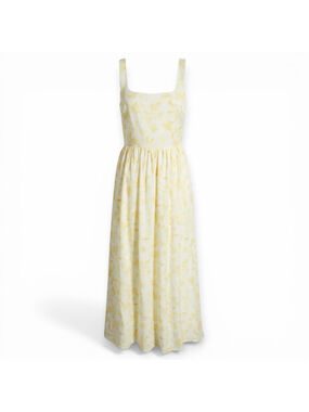 Jason Wu Sarah Dress Boned Yellow White Floral Corset Midi Size 4 Small NWOT